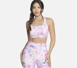 SKECHERS GO WALK Seascape Floral Zip Front Bra CRMT New