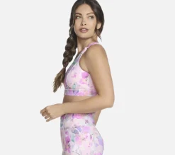 SKECHERS GO WALK Seascape Floral Zip Front Bra CRMT New